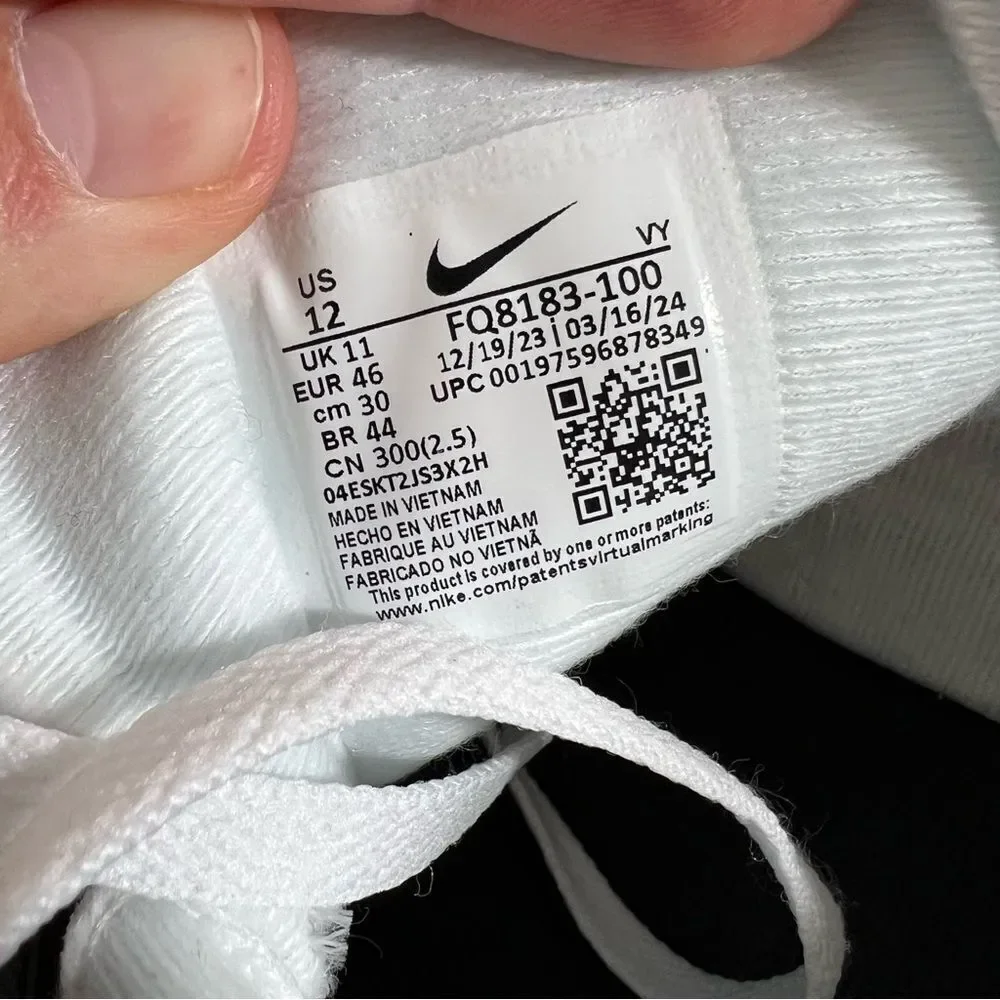NWB Nike AAF88 in white/black summit white | size 12